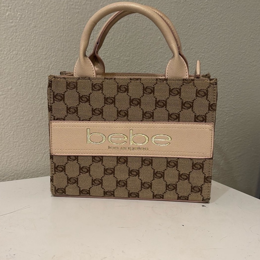Bebe Brown and Tan Mini Bag with Structured Design
